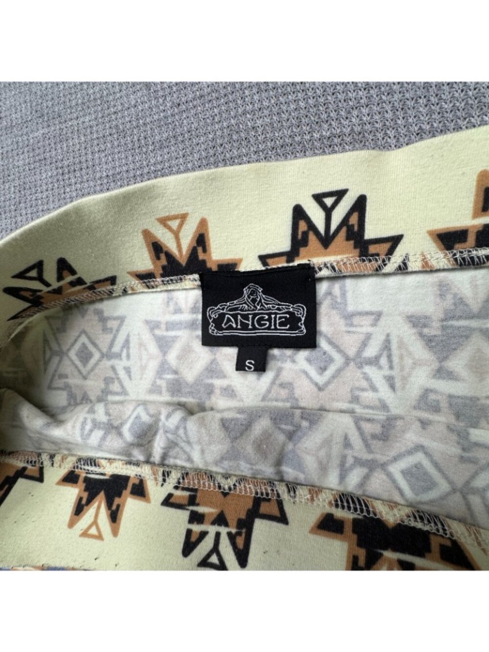 Angie Maxi A-Line Skirt Womens Size Small Light Yellow Geometric Pull On Aztec - Picture 5 of 15